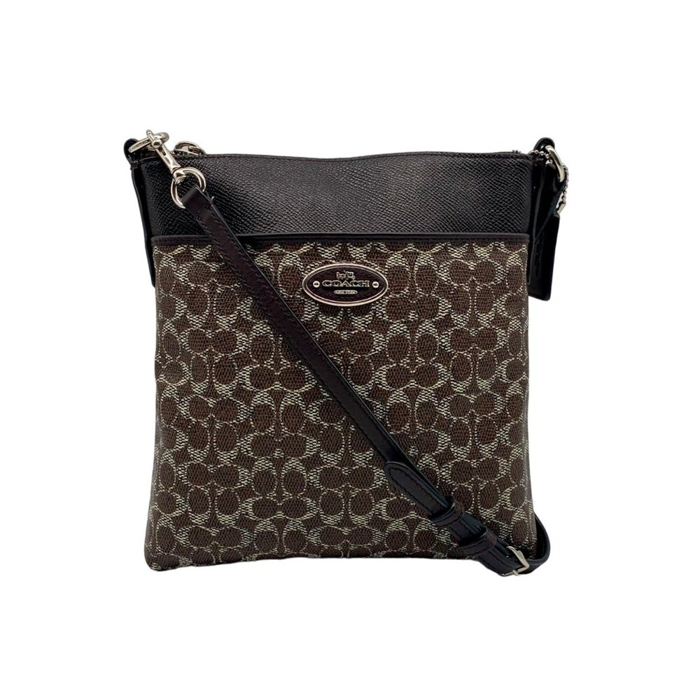 Coach Signature NS Brown Coated Canvas Swingpack Crossbody Bag F1405-52400